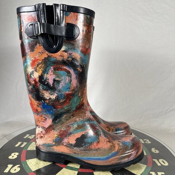 Nomad Rain Boots Puddles II Printed Rubber Pull On Round Toe Shoes Outdoor WMN 8 - Picture 2 of 7